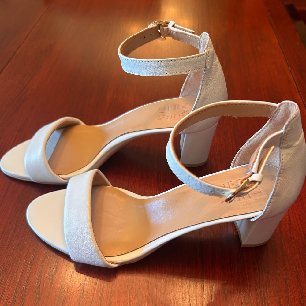 Naturalizer Vera White Leather Block Heel